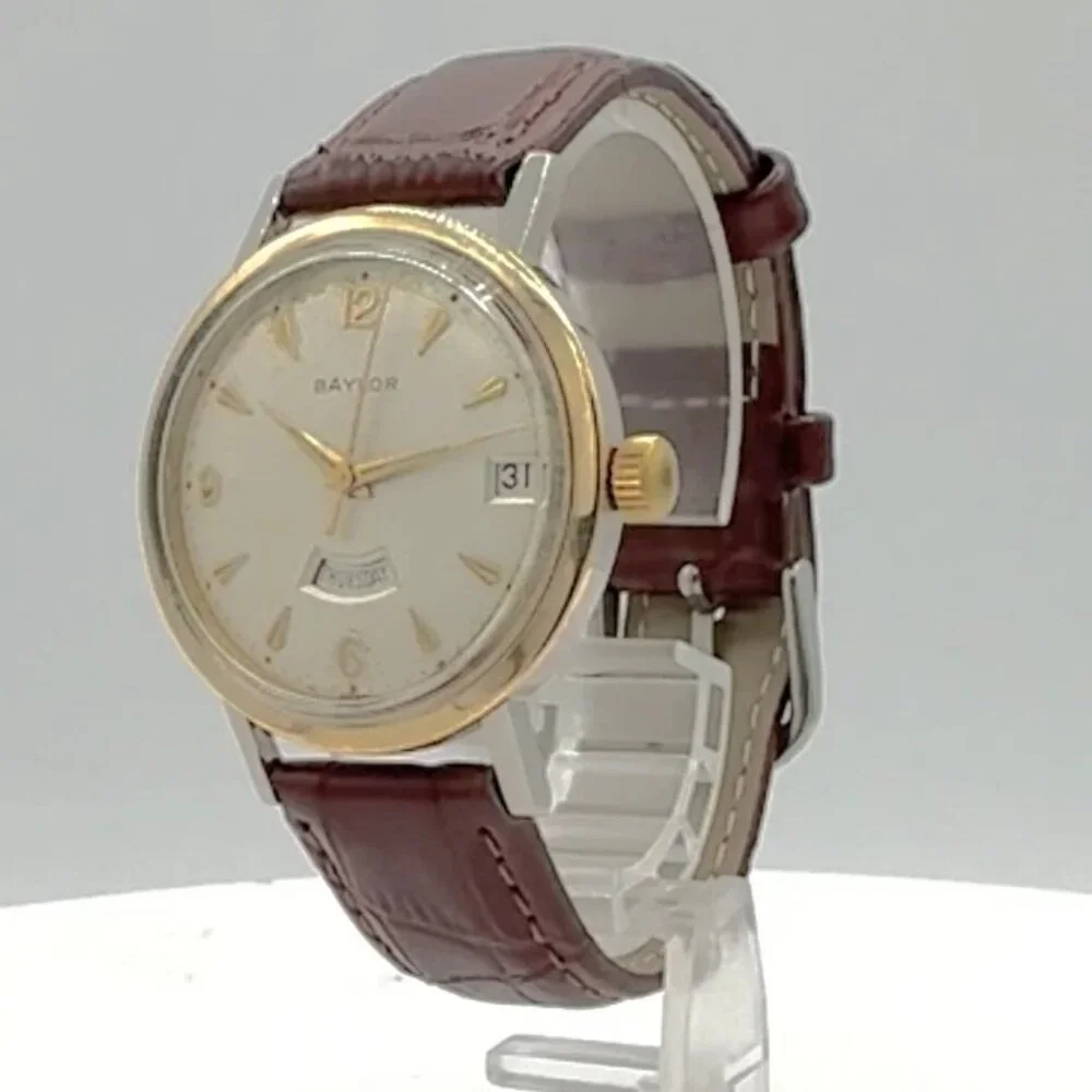 Vintage 34mm Baylor 1823 Day Date Men's Automatic Wristwatch Felsa 4006 Steel